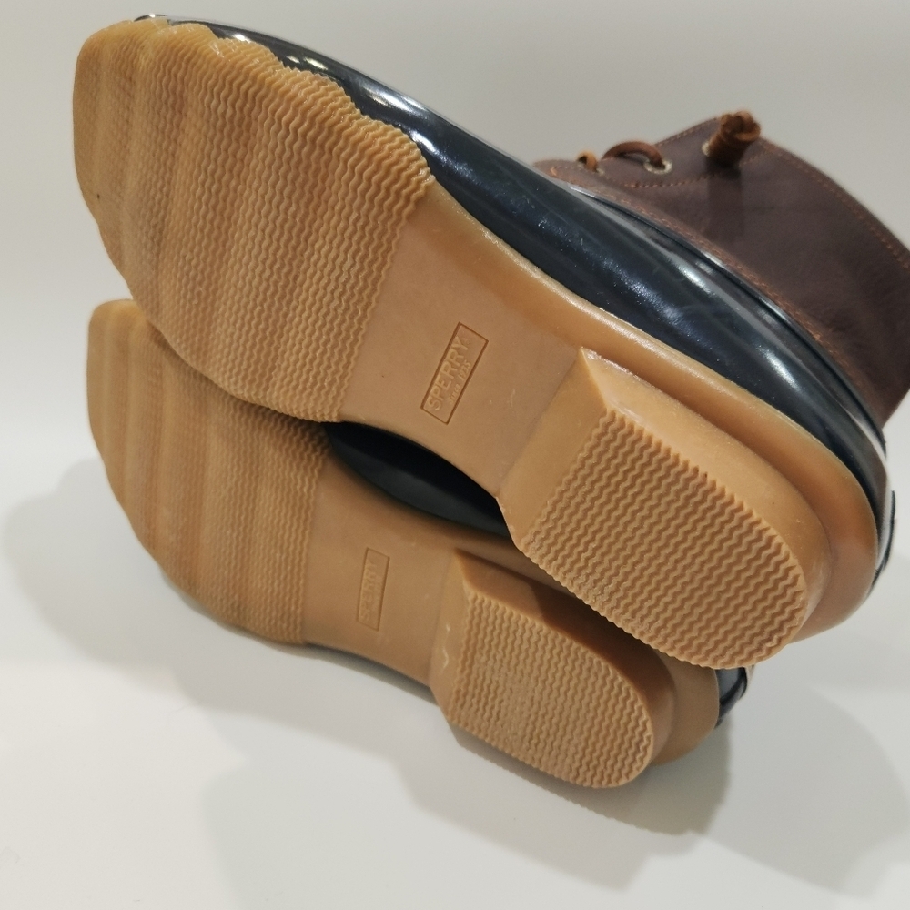 Sperry Women's Saltwater Duck Boots - Navy & Brown Waterproof Leather - Size 9.5 - Picture 4 of 8